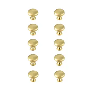 Elegant Decor  1.2 in. Dia. Cadon Multipack Mushroom Knob, Brushed Gold - Pack of 10