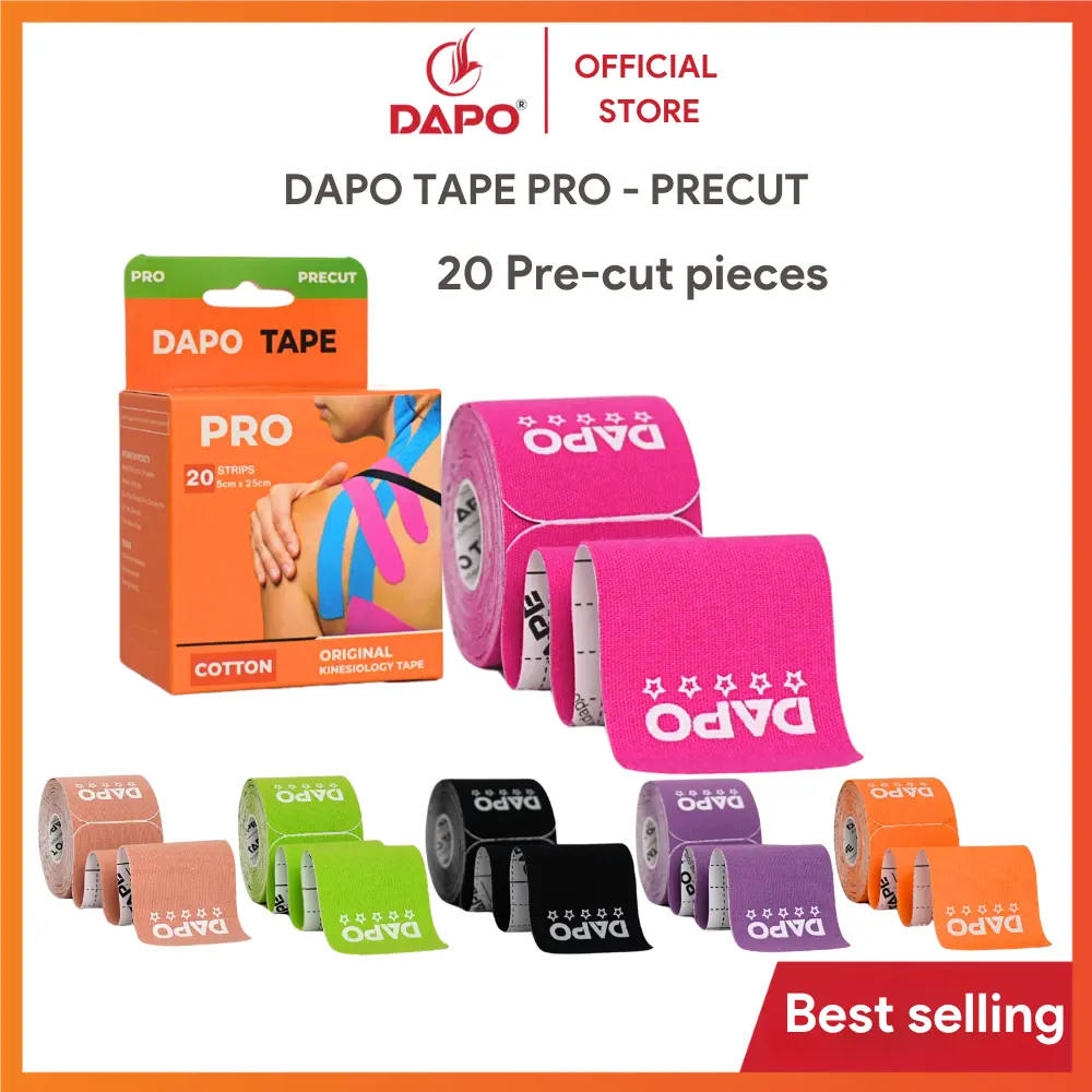 [2 Roll] Dapo Premium Kinesiology Athletic Tape, 40 Pre-Cut Strips 2 Inch, Original Cotton, Flexible Athletic Tape for Fitness, Sport Training and Active Lifestyle