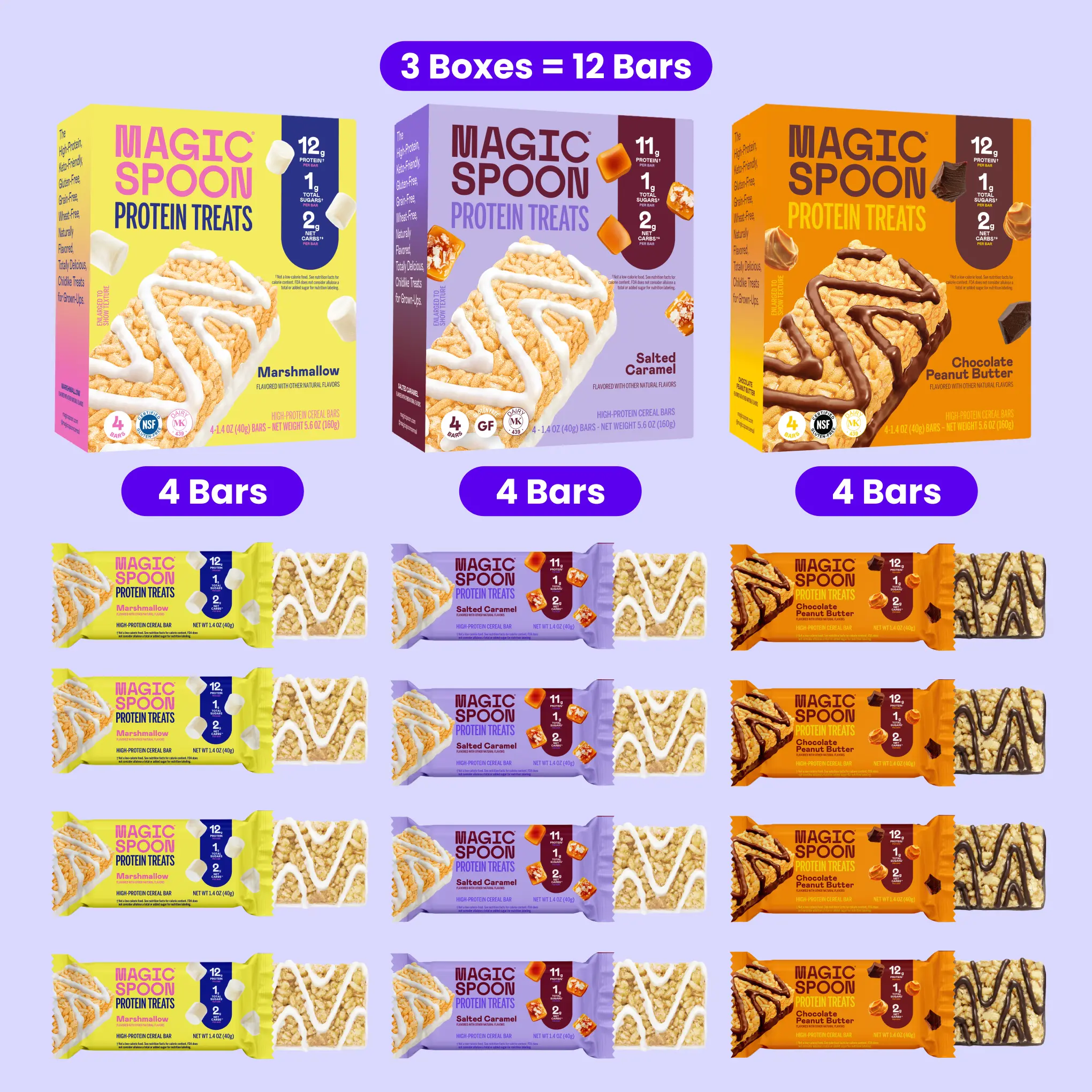 Magic Spoon TikTok Exclusive Protein Treats, 3 Boxes, 12-Bar Pack | Best-Selling Flavors | High Protein, Low Sugar, Gluten-Free Snack Bars | Healthy Breakfast & Snack