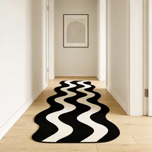 Classic Wave Shaped Carpet Mat, Soft Washable Home Decorative Rug for Living Room Bedroom, Minimalist Home Decor, Abstract Rugs, Easy Care, Minimalist Aesthetic
