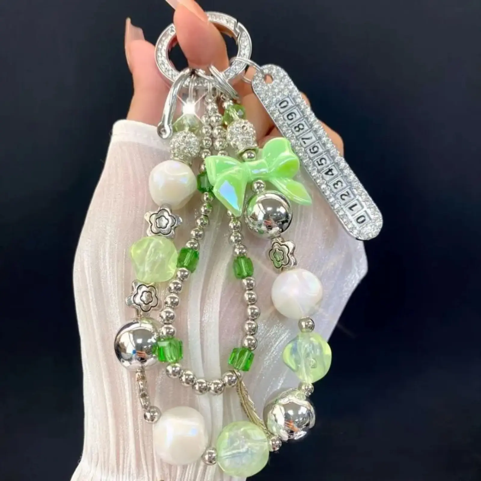 2026 New Rhinestone Butterfly Beaded Wristlet Phone Strap - Luxury Smartphone Case Accessory, Beads-Embellished New Year Gift, Accessories