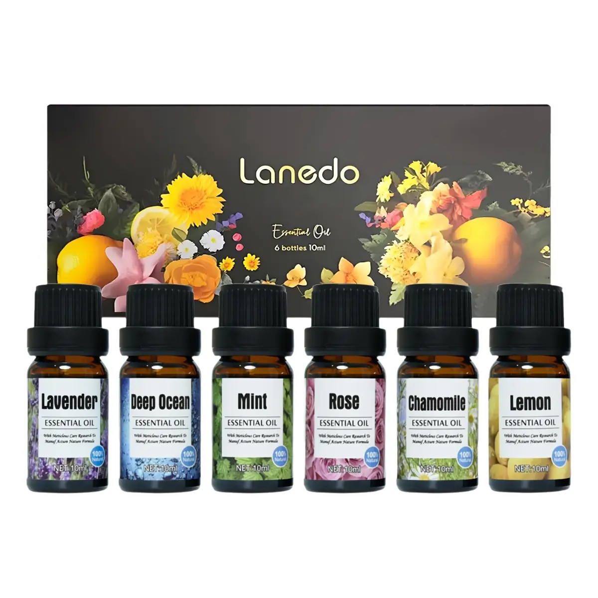 6-piece set of premium floral aromatherapy essential oils! Containing 6 scents such as lavender, lemon and mint, it has a long-lasting fragrance and is extremely durable. It's a perfect gift for both men and women on Christmas and Valentine's Day!