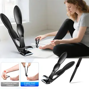 Curved Large Mouth Nail Clippers for Thick Nails, Wide Opening, Angled Head, Ultra Sharp Durable Nail Scissors for Men and Women