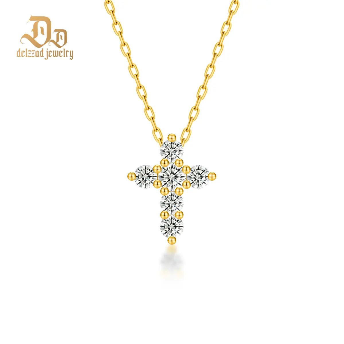 Delzzad 0.7ct Cross My Path Necklace Cross Necklace VVS Synthetic Moissanite Pendant Necklace Jewelry Copper Chain Perfect Birthday Wedding Engagement Anniversary Christmas Gift