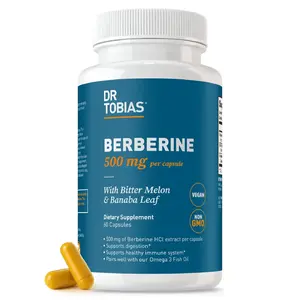 Berberine 500mg with Bitter Melon & Banaba Leaf, Vegan Botanical Supplement for Gut Health, Immune Support & Daily Wellness, 60 Capsules