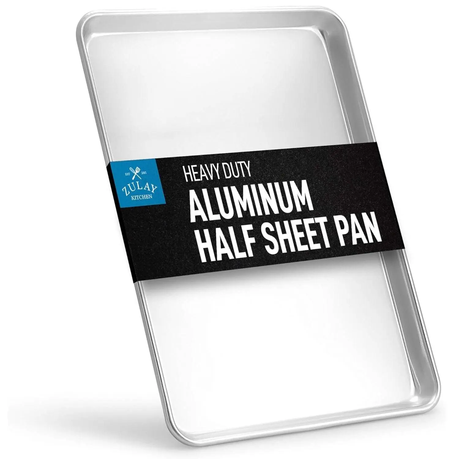Zulay Kitchen Large Aluminum Baking Pan - 13" x 18" Half Sheet, Heavy Duty Cookie Sheet for Oven, Commercial or Home Use, Encapsulated Rim Bakeware