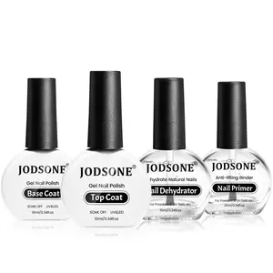 JODSONE 4 Bottle 10ML Nail Primer Base Coat Top Coat Glossy Quick Drying Durable DIY Nail Art Design Long Lasting Gift For Girls, transparent