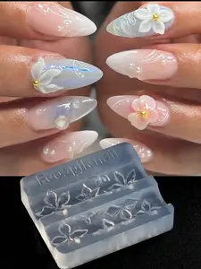 Lily Flower Nail Carving Mold, Hibiscus Petal Design Template, DIY Nail Art Demoulding Tool, Back to School Nail Supplies, Nail Art Tools, Manicure Accessories