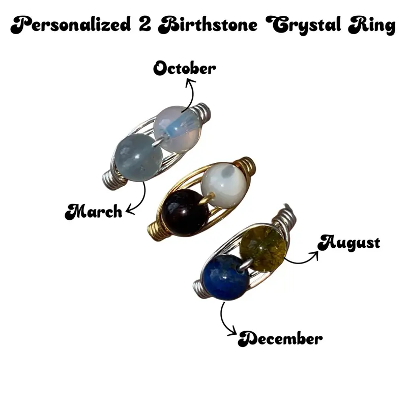 Personalized 2 Birthstone Crystal Ring