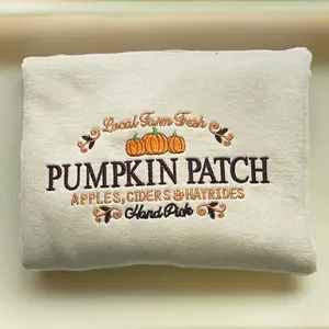 Fall Pumpkin Patch Embroidered Halloween  Unisex Crewneck Sweatshirt, Fall Aesthetic Crewneck for Her, Cozy Hayride Vibes 2026
