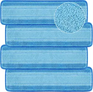 4 count Replacement Mop Pads, Microfiber Cleaning Mop Compatible with Bona Mop, Washable &  Mop Refill Pads for Hardwood Floor,18 Inch, Blue