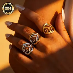 luck jewelry Geometric Open Ring for Women | Minimalist Design | Adjustable Stainless Steel | Stackable Everyday