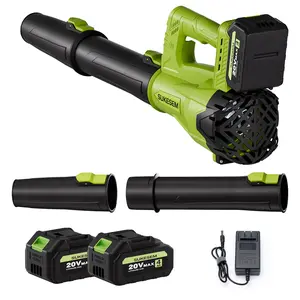 High power wireless leaf blower, equipped with 4.0Ah battery, 6-speed adjustable and extended nozzle, anti slip handle, lightweight design, suitable for lawn care and yard cleaning