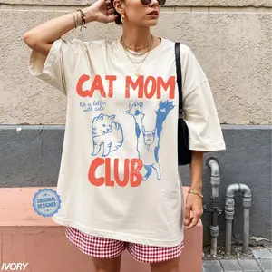 [SALE UP TO 50%] Comfort Colors Cat Mom T-Shirt, Cat Mama Tee, Funny Cat Lover Shirt, Cute Pet Owner Outfit, Trendy Fur Mama Gift