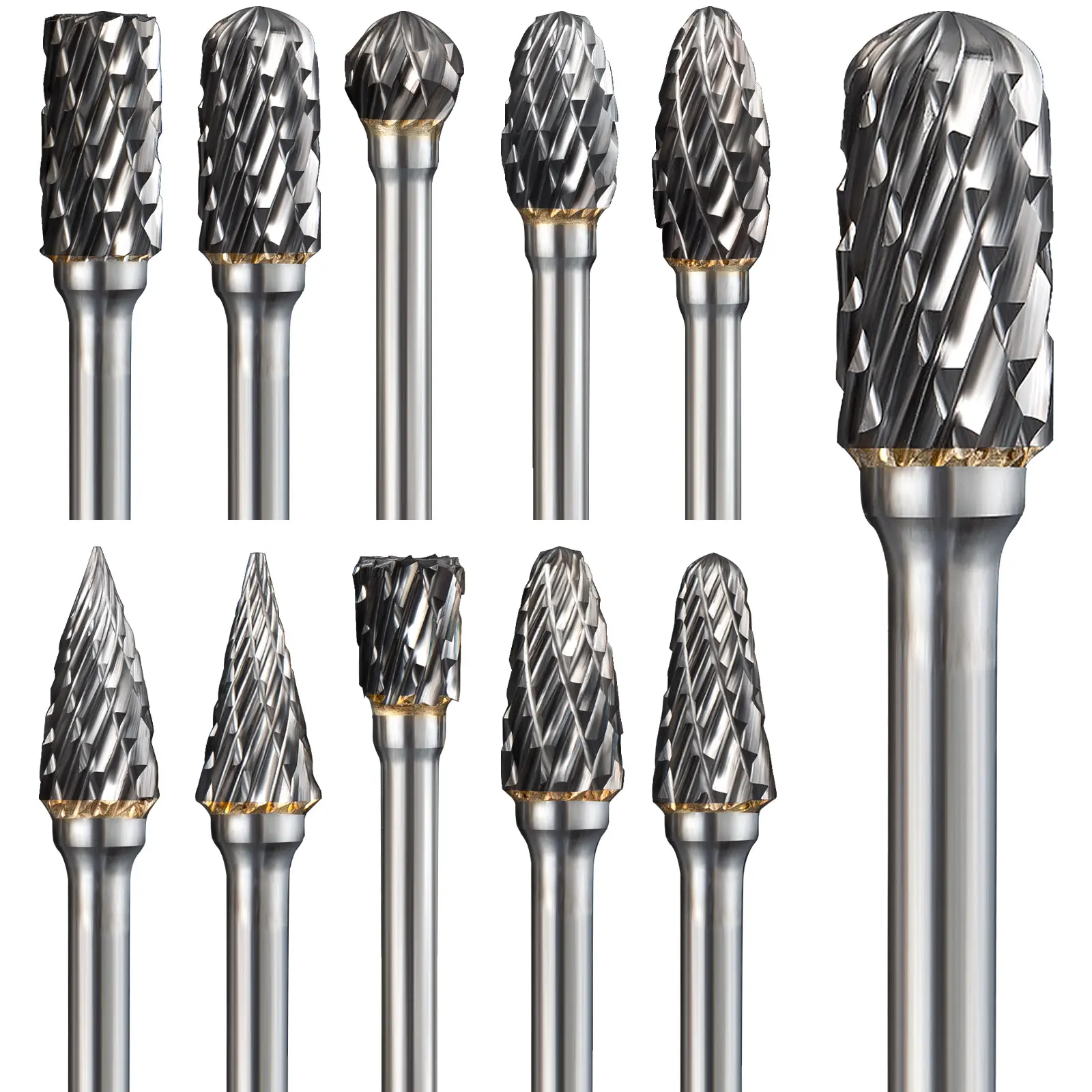 Tungsten Carbide Double Cut Burr Bits Set, 1/8" Shank Power Tool Accessory Kit for Dremel, Woodworkers’ Tool for Wood, Metal Working