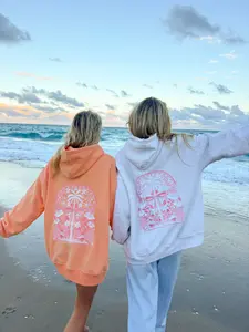 Sherbet Orange Tropical Palms Hoodie