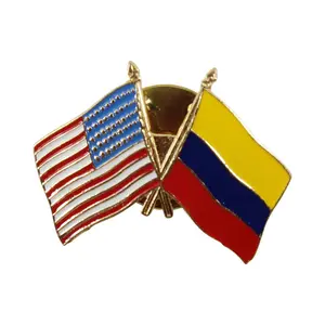 Unisex Gold-Plated Hand-Painted Clip-In Lapel Pin - Stars and Stripes American Flag Design, Long-Lasting Colombia Souvenir Fashion Accessory for Collars