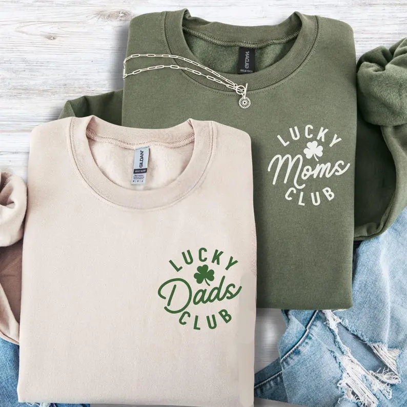 St Patricks Day Mom and Dad Club T-Shirt, St Paddy's Family Shirt, Lucky Mama Dada Tee, Shamrock Tee, Matching Couple Gift, Mom and Dad Day Sweatshirt