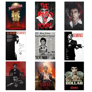 NBHYK Tony Montana Scarface Poster Black and White Canvas Wall Art Home Decor Framed Print 08x12 12x18 16x24 20x30 24x36 Inches Eco-Friendly Fade-Resistant UV-Protected Artistic Room Aesthetic