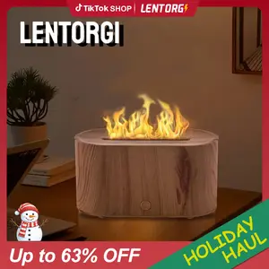 Simulation Flame Air Humidifier, Electric Aroma Diffuser, Noiseless Operation, Upgraded 7 Flame Colors, Noiseless, Essential Oil Diffuser, Suitable for Home and Travel, Ideal for Asthma and Respiratory Relief, Face Care Product