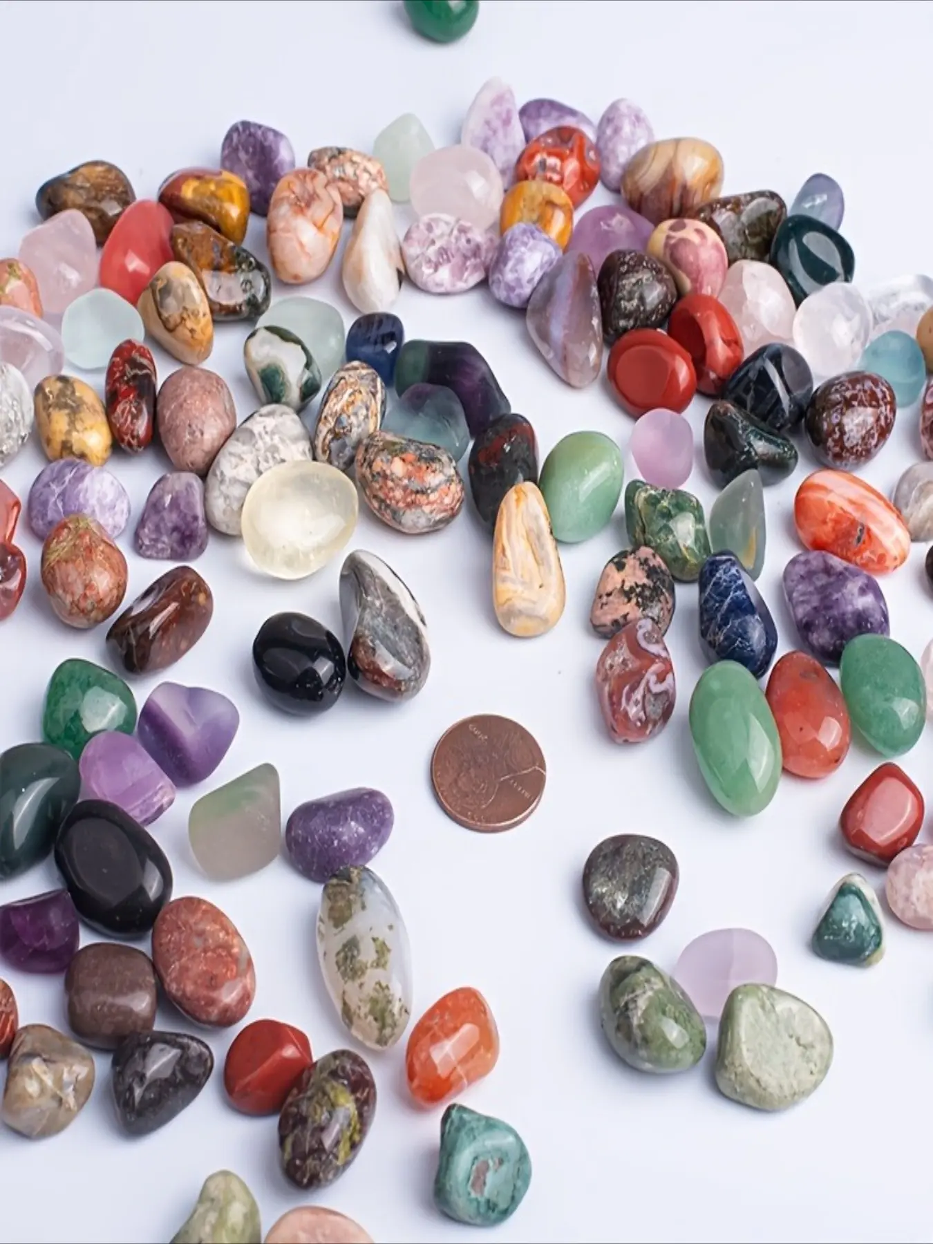 80pcs Polished Stone Set - Hand Picked Natural Polished Crystal Bulk for Home Decor Landscaping Decorative Stones