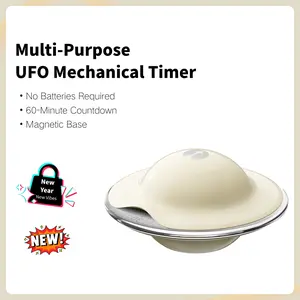 White Classic Mechanical Timer with Magnetic Base, No Batteries Required, 60-Minute Countdown Timer for Kitchen, Office & Daily Tasks