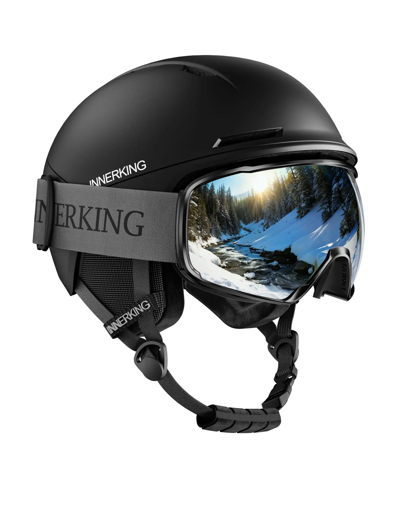 Innerking Ski Helmet and Ski Goggles Set – Shockproof Snowboard Helmet with Anti-Fog Double Lens Ski Goggles, Warm & Comfortable Snow Helmet for Men and Women