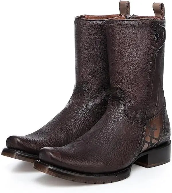 MEN'S CUADRA URBAN ENGRAVED BOVINE BOOT custom  boots Men's Western Wide Boot patron  boots Gabor Men's Black Leather Boots