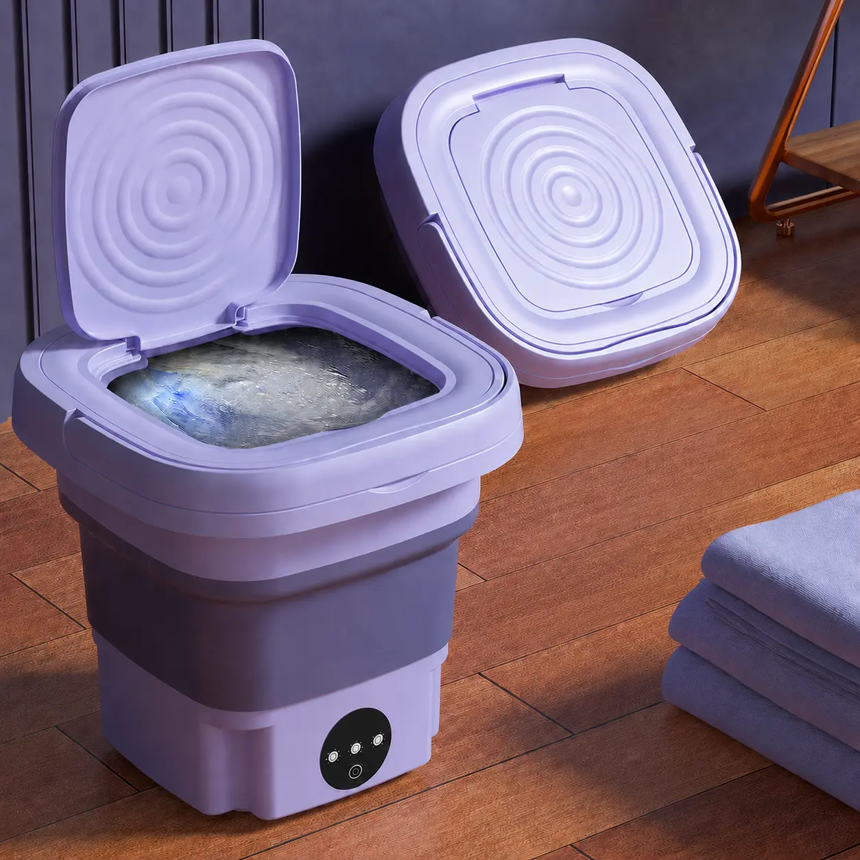 Portable Foldable Mini Washing Machine with 110V Plug - 2.64-Gal Compact Spin-Dry Wash Unit, Space-Saving Fold Design, Spin-Dry Basket, Ideal for Dorm Users, Underwear, Socks, Mother’s Day Gift, Space Saver Bathroom