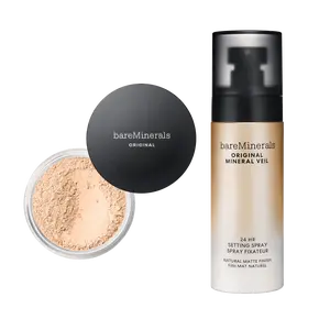bareMinerals Original Loose Powder Foundation SPF 15 & Mineral Veil 24HR Setting Spray Duo for Matte Finish & Oil Control