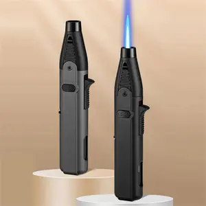 [Windproof Torch Lighter] 1300° Torch Lighter, Blue Flame With Safety Lock, Refillable Butane Gas, Outdoor Bright Flame Lighter, Gift Box Packaging, Suitable For Candle, BBQ, Stove Wall, Camping Gift
