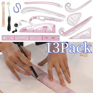Pack fo 13 Premium Curve Ruler Set - Precision Metric Sewing & Dressmaking Tool - Versatile Tailor's Drawing Template for Crafting Perfection - Durable, All-In-One Multifunction Kit