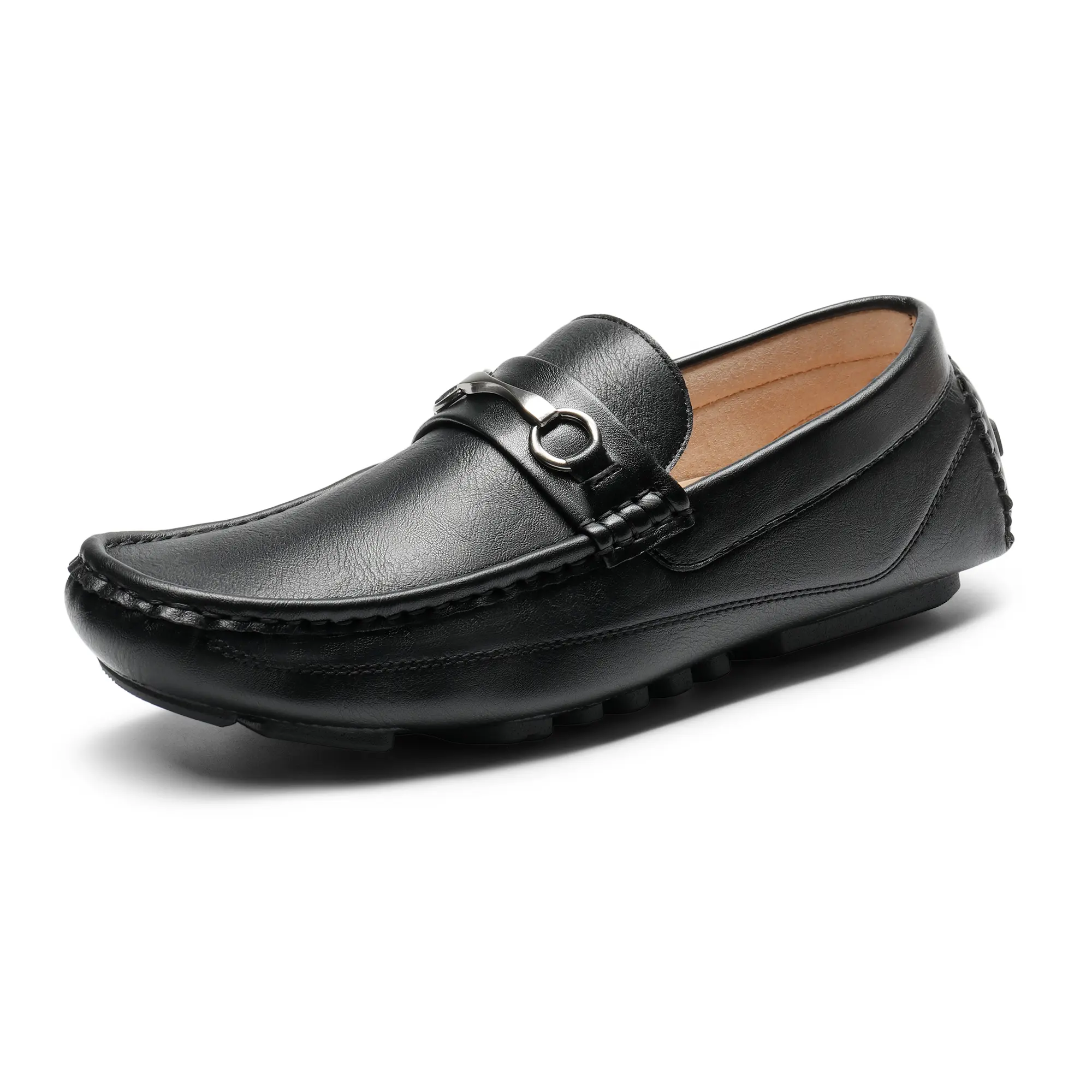 【BRUNO MARC Anniversary】 Men's Classic Leather Horsebit Check Style Loafers - Lightweight, Soft, Flat, Flexible Slip-On Footwear for Walking tiktokshopbacktoschool