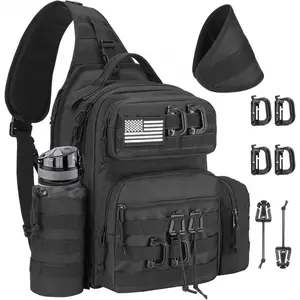 Tactical Sling Bag Military Shoulder Sling Bag Backpack for Men BlackVelvet Bloom15