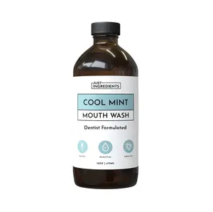 Just Ingredients Cool Mint Remineralizing Mouth Wash | Hydroxyapatite & Colloidal Silver Formula | Alcohol-Free | Fluoride-Free Mouth Rinse, Oral Hygiene Essentials, Mouthwash, Peppermint