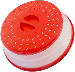 Small Collapsible Microwave Splatter Cover, Microwave Plate Cover With Steam Vent(8.5 IN,red)