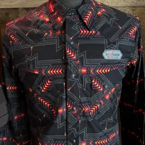 ROCK & ROLL BLACK AND NEON AZTEC LONG SLEEVE Fitted for Tucking Stylish Comfortable True-to-Size Fit