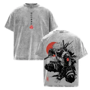 Kakashi Hatake T-Shirt, Naruto Anime Vintage Washed Tee, Sharingan Ninja Graphic Shirt, Oversized Japanese Streetwear, Dark Aesthetic Manga Top, Unisex Casual Anime Fashion