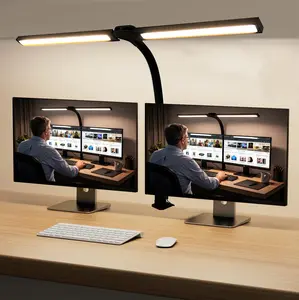 LED Desk Lamp for Office & Home – Eye-Caring Architect Lamp with Clamp, 24W Dual Screen Monitor Light, 4 Adjustable Colors – Perfect for Study & Drafting