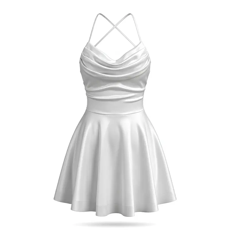slim fit dress slacks Chic Spaghetti Straps Beautiful Short Prom Dress White Homecoming Grad –  SELINADRESS main image 0