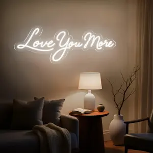 LC SIGN "Love You More" Neon Sign - Custom 12 Colors Dimmable LED Light - Perfect Mother's Day, Wedding & Anniversary Gift - Romantic Bedroom Wall Decor