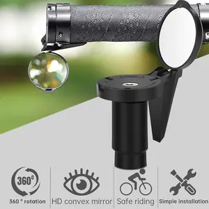 HD Convex Bicycle Rearview Mirror - Bike Mirrors, Bicycle Accessories, Bicycle Parts, for Mountain and Road Bikes with Wide Angle View, High-Definition Reflection, and Durable Construction for Safe Riding