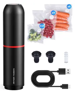 AIRMSEN Handheld Vacuum Sealer for Food Preservation & Storage, Includes 33 Plastic Sealed Bags.Portable Mini Vacuum Sealer with 11 PCS Reusable Sous Vide Bags and 2 PCS Vacuum Wine Sealer