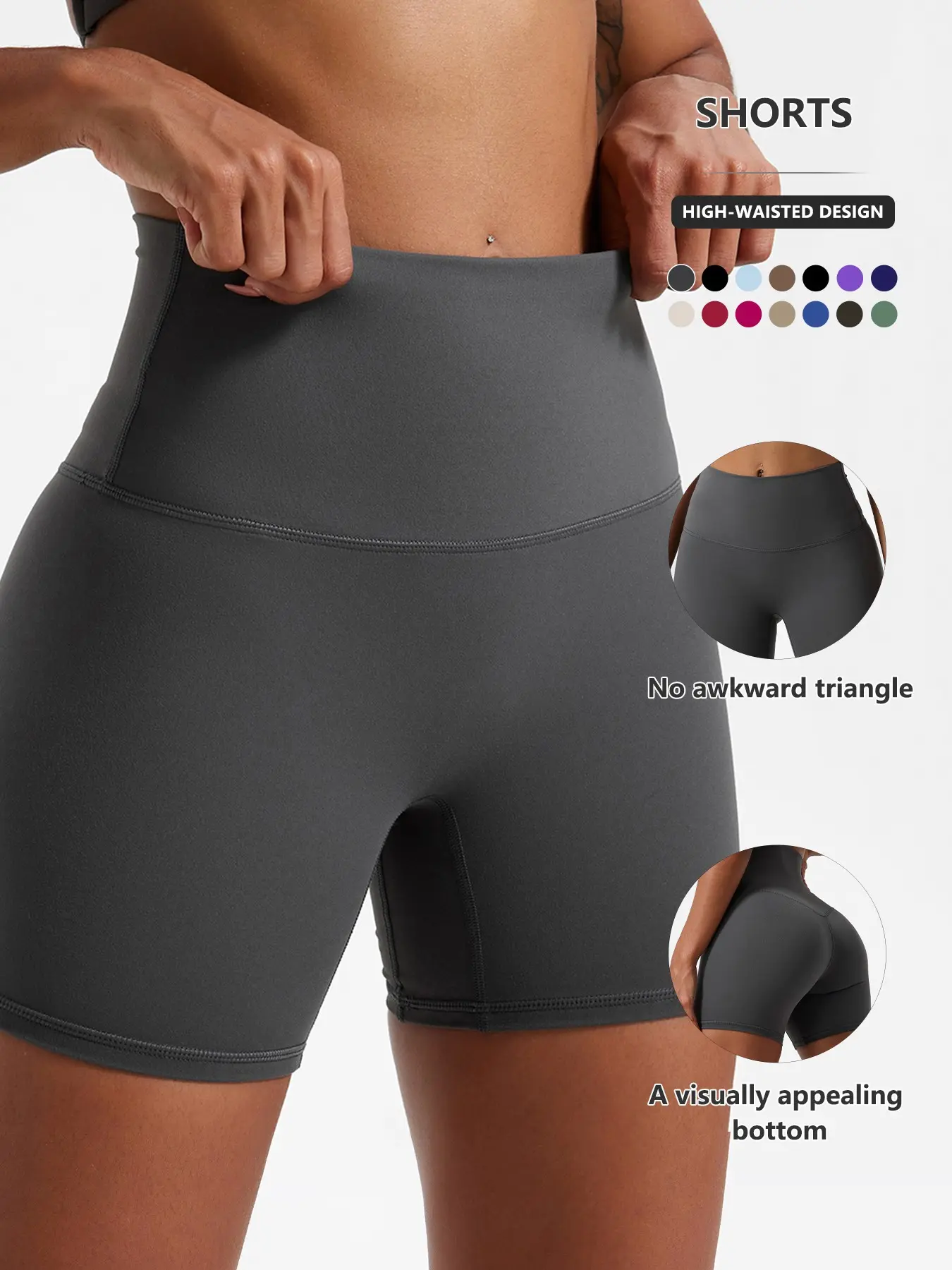 Women's High-Waisted Yoga Shorts, Sporty Slim-Fit Workout Pants, Stretchy Nylon Spandex, Soft Fabric, All-Season Wear, Size Run Small  Please Note, Fitness Shorts, Yoga Workout Activewear, Gym Shorts Women