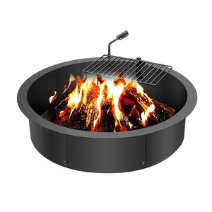 Carbon Steel Fire Pit Ring Insert Tool Kit Set, 35-in Outer Diameter, 31-in Inner Diameter, 8.5-in Height, Barbecue-Compatible DIY Campfire Liner for Above-Ground/In-Ground Outdoor Camping