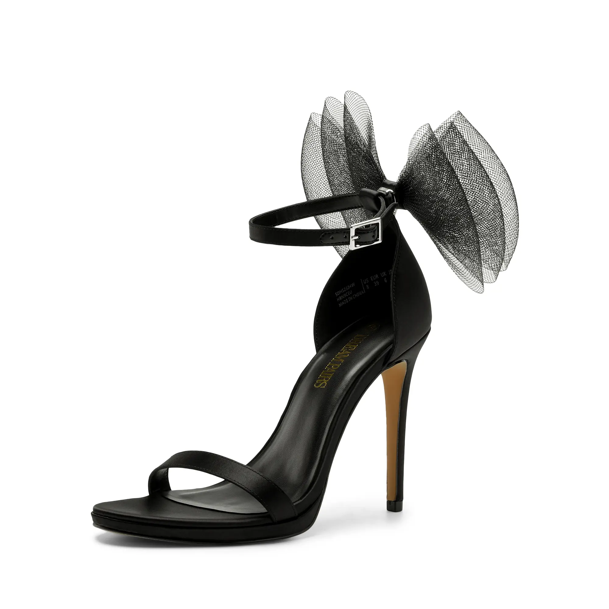 DREAM PAIRS Women's Elegant Satin Upper High Stiletto Sandals - Silky Bow Ankle Strap, Pearl-Decorated Wedding Footwear, Silk Satin, Open Toe, Detachable Bow, Classy Heels, Adjustable Strap, Diy Adjust, Pearl Decor, Wedding Wear, Shoe, Thin Stiletto Lift