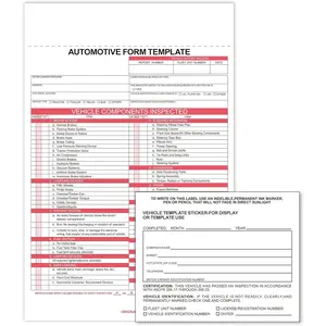 Vehicle Form Template Sticker 5 Sets Vehicle Information Template Sheet Stickers Car Record Sample Writable Blank Sheet for Display or Template Use