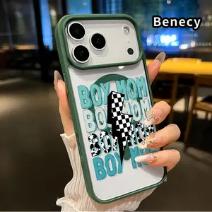 Benecy Magnetic Phone Case for iPhone 17 Pro Max 16 Plus 15 14 13 12 11 Air E Boy Mom Vibe Pattern Non-Yellowing Shockproof Soft Silicone Transparent Acrylic Cover Supports Wireless Charging Durable Smartphone