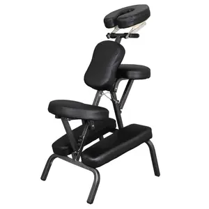 SuperDeal Portable Tattoo Salon Spa Chair Black Folding PU Leather Pad Travel Massage Seat