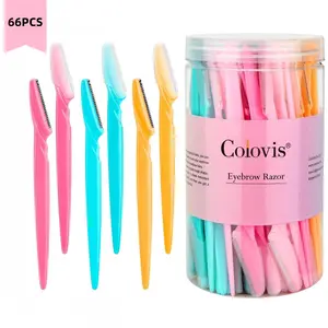 66 Eyebrow Razor Facial Dermaplane Razor for Women&Men, Gentle Face Shaver for Peach Fuzz & Eyebrow Trimming, Precision Hair Removal with Protective Cover, Safe for Beginners & Daily Skincare Use